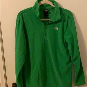 Men Large Green North Face Fleece Quarter ZIP